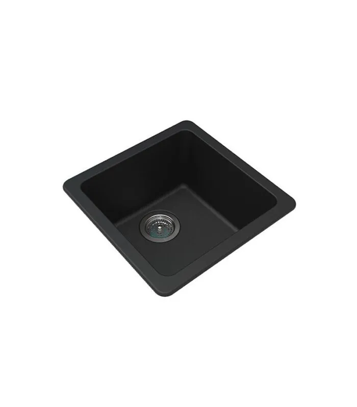 Arete 422mm Squre Granite Sink - Matt Black