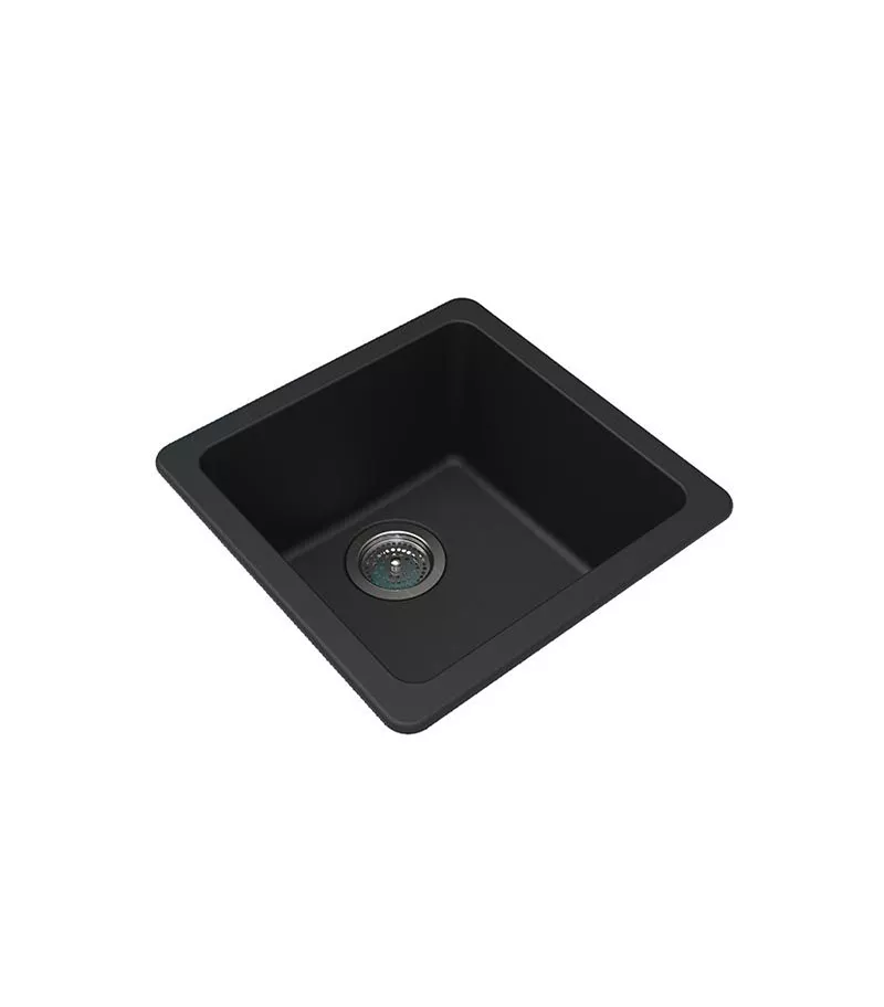 Arete 422mm Squre Granite Sink - Matt Black