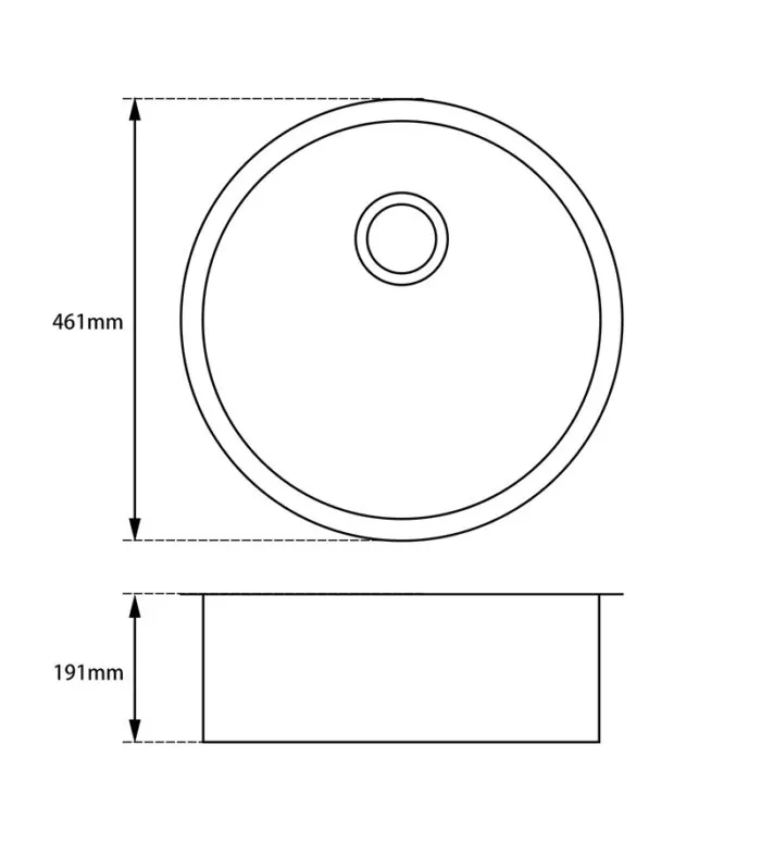 Arete 460mm Round Granite Sink - Specification