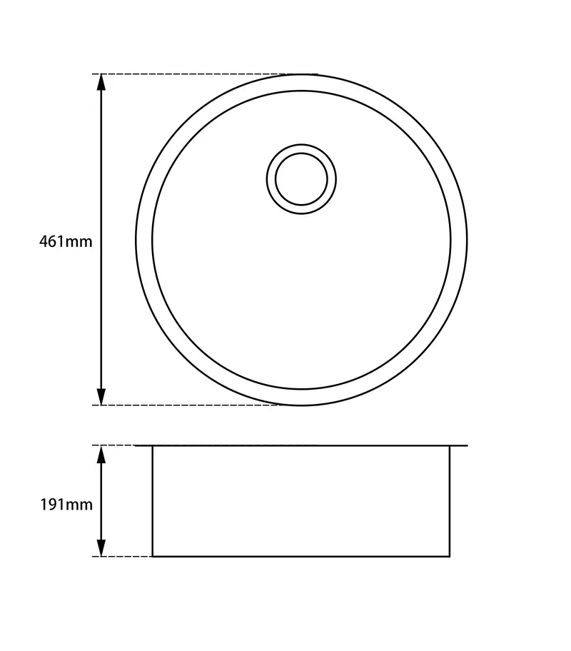 Arete 460mm Round Granite Sink - Specification