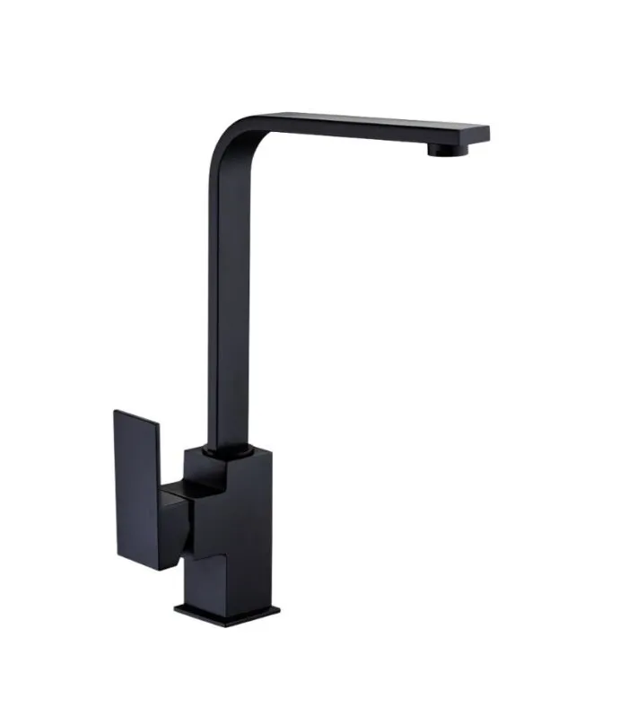 Rosa Square Gooseneck Sink Mixer - Matte Black