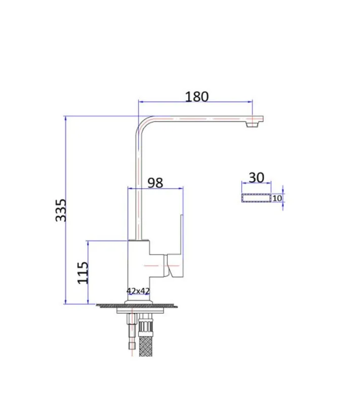 Rosa Square Gooseneck Sink Mixer - Specification
