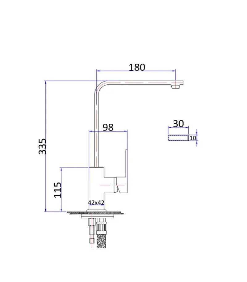 Rosa Square Gooseneck Sink Mixer - Specification