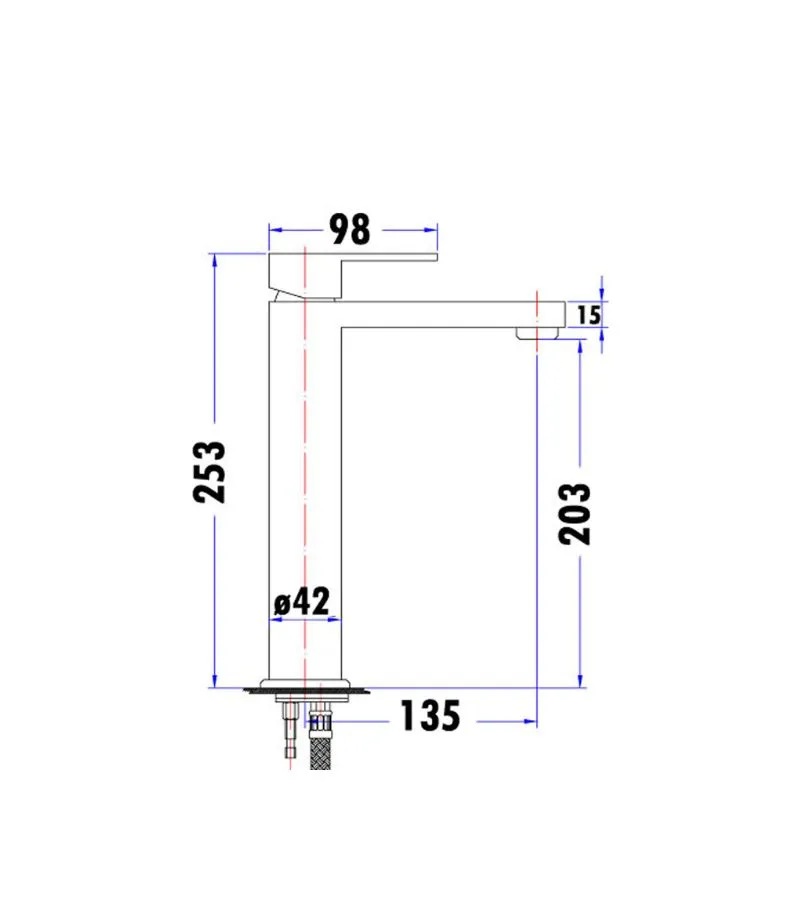 Rosa Tall Basin Mixer - Specification