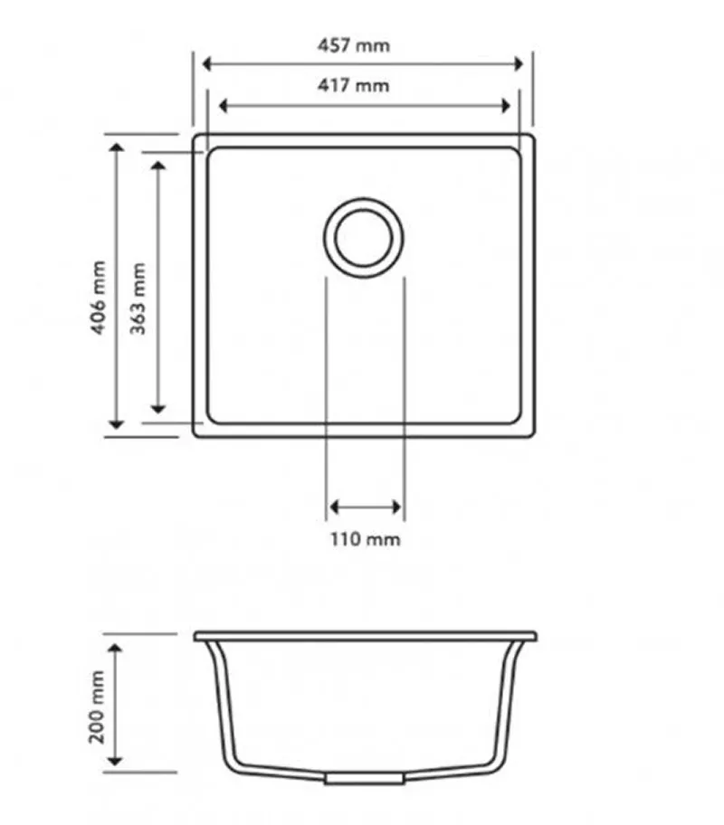 Carysil 457mm Granite Sink - Specification