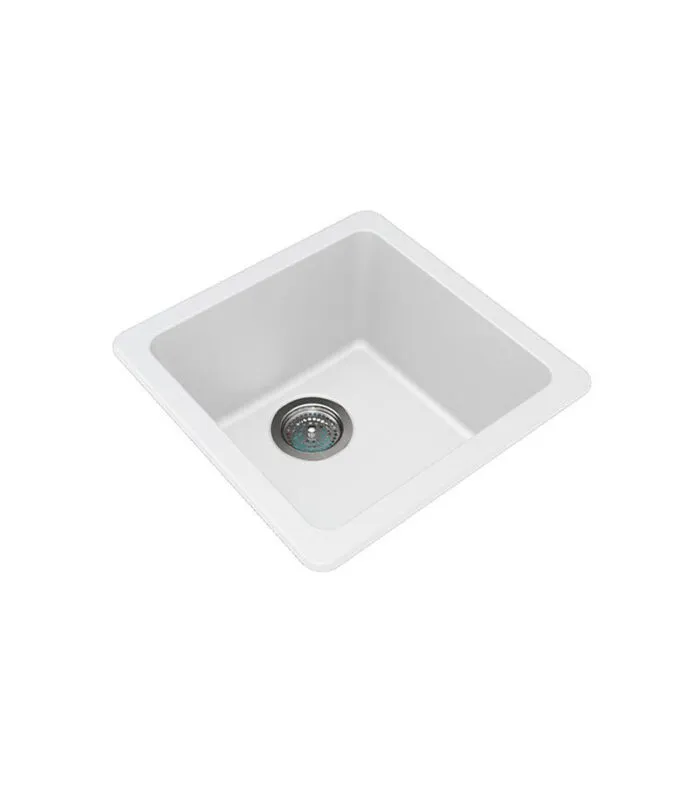 Arete 422mm Squre Granite Sink - Matt White
