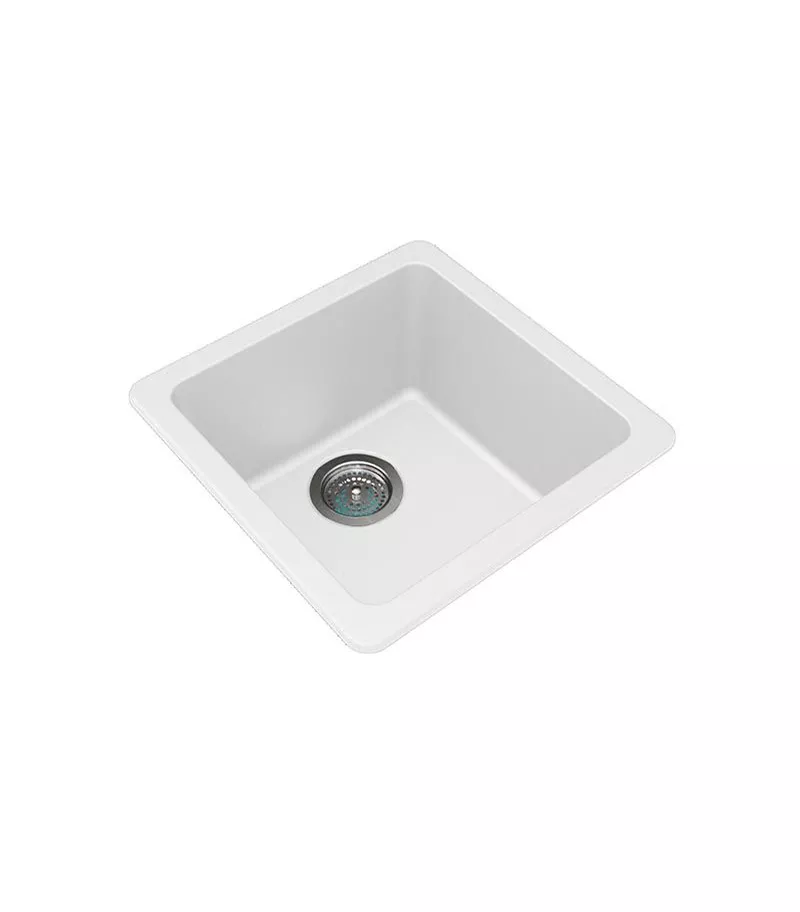 Arete 422mm Squre Granite Sink - Matt White