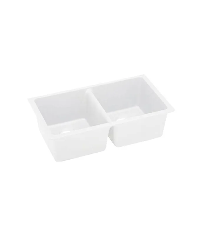 Arete 838mm Granite Double Bowl Undermount Sink - Matt White