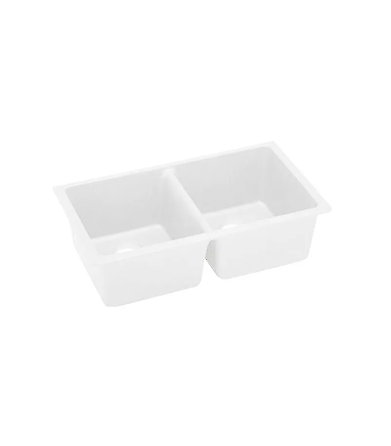Arete 838mm Granite Double Bowl Undermount Sink - Matt White