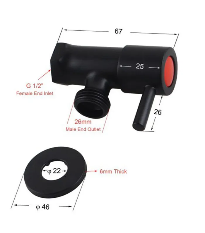 Pentro Matt Black Round 1/4 Turn Washing Machine Stops
