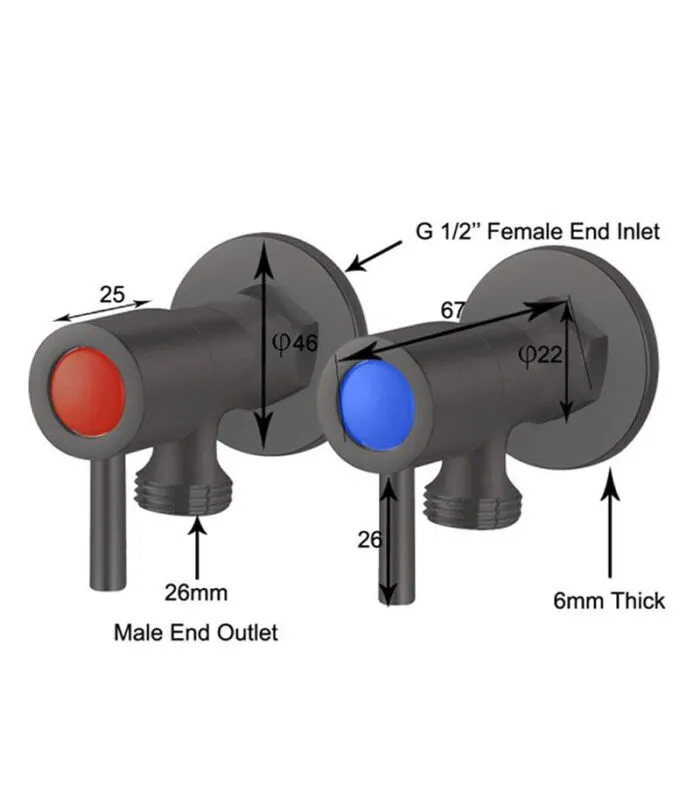 Pentro Gunmetal Grey Round 1/4 Turn Washing Machine Stops