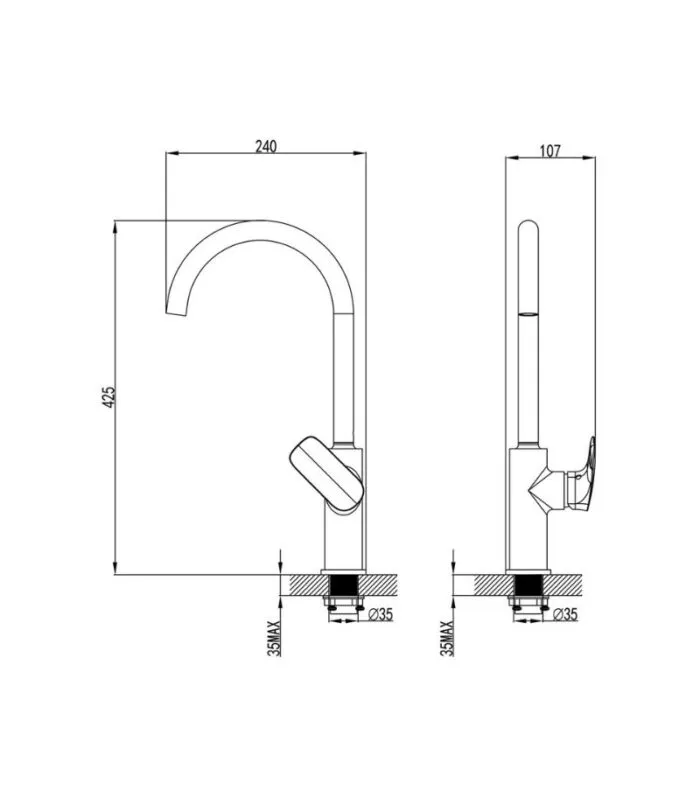 Kara Gooseneck Sink Mixer - Specification
