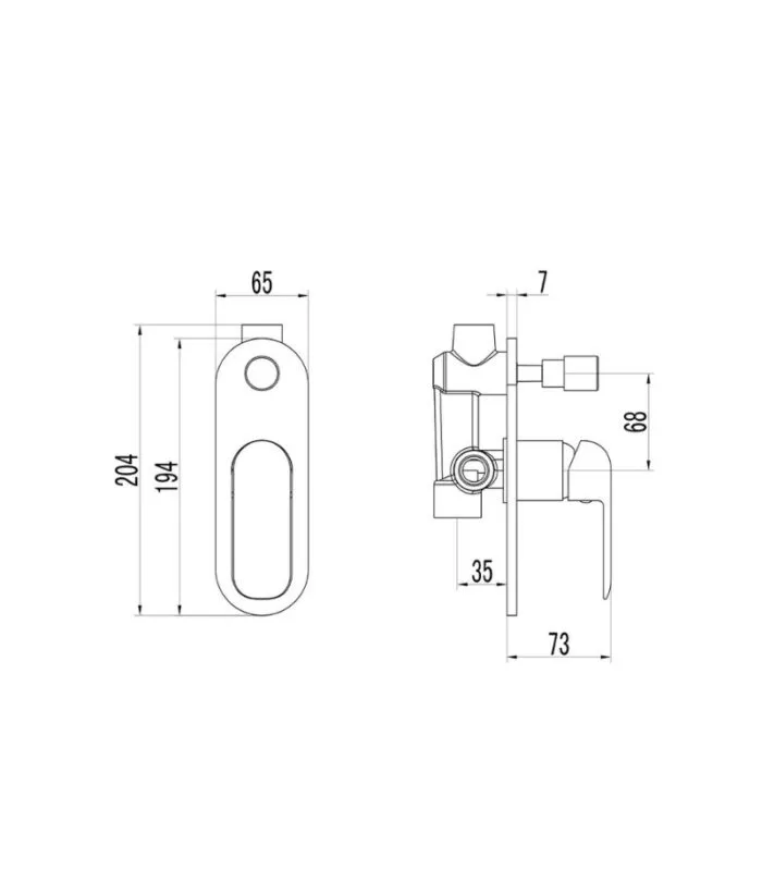Kara Wall Mixer with Diverter - Specification