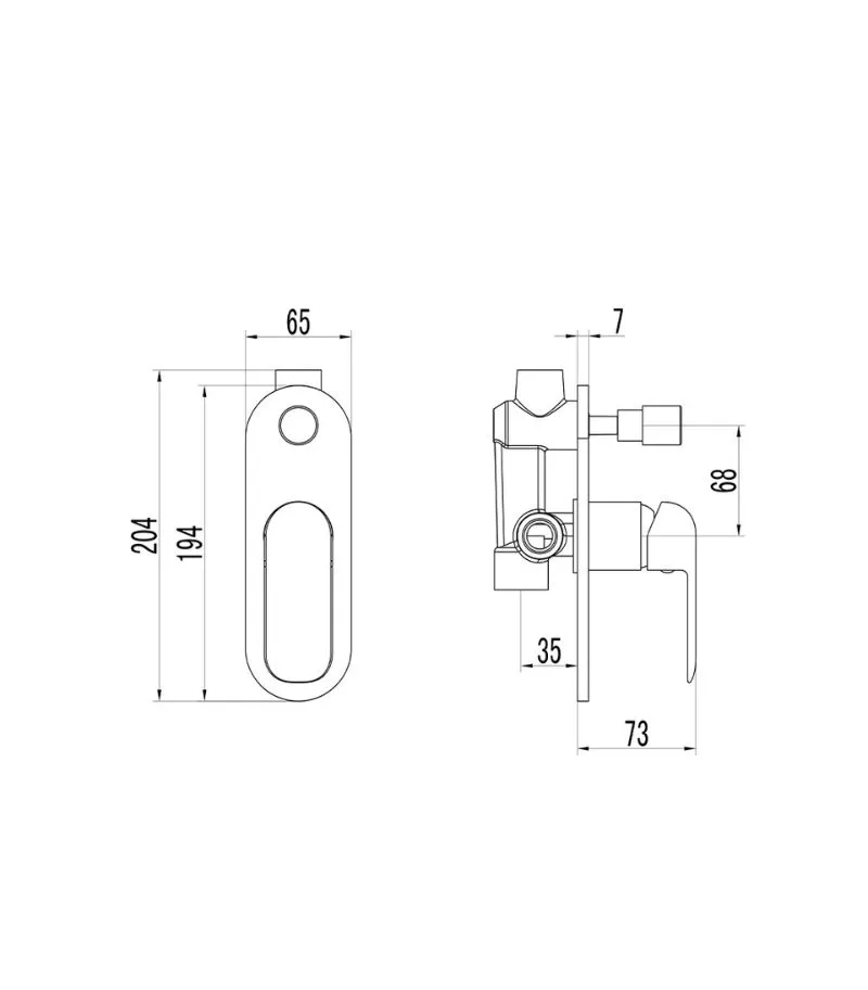 Kara Wall Mixer with Diverter - Specification