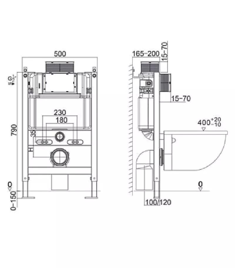 R&T Framed Low Height In-Wall Cistern For Wall Hung Pan