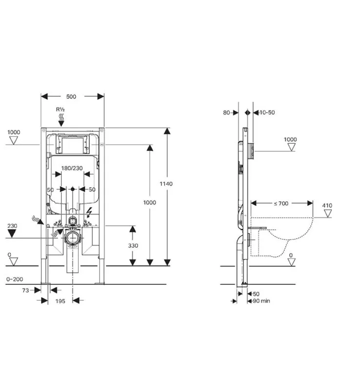 Geberit Framed In-Wall Cistern For Wall Hung Pan Sigma8-F