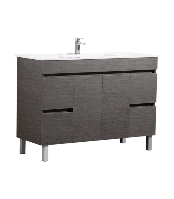 Avie Dark Brown 1200mm Single Bowl PVC Freestanding Vanity