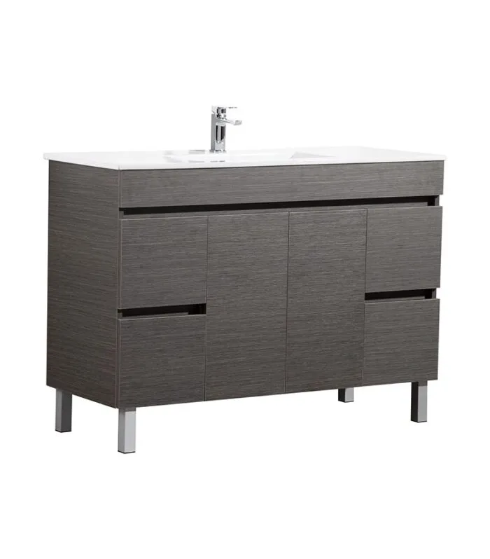 Avie Dark Brown 1200mm Single Bowl PVC Freestanding Vanity EV124-DB