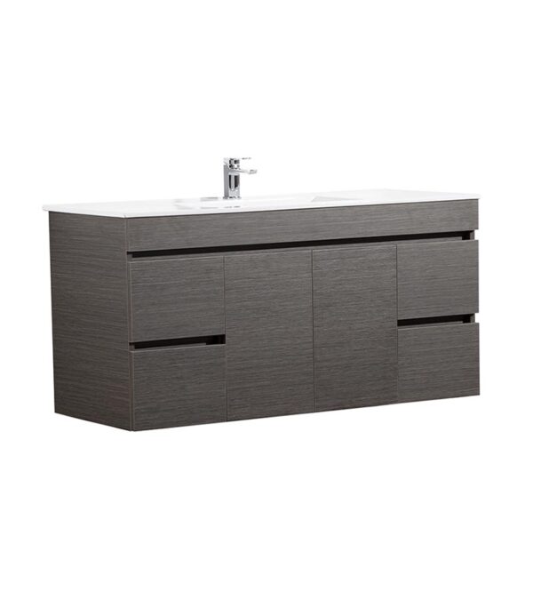Avie Dark Brown 1200mm Single Bowl PVC Wall Hung Vanity EV124-DB