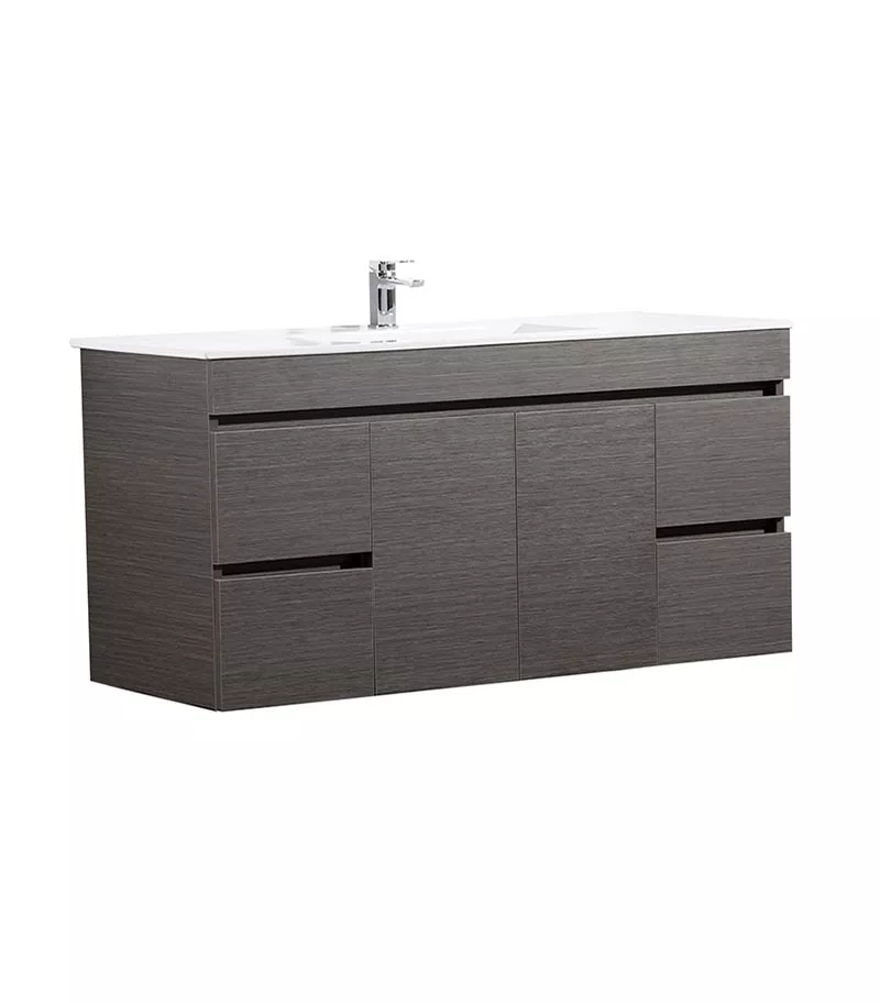 Avie Dark Brown 1200mm Single Bowl PVC Wall Hung Vanity EV124-DB