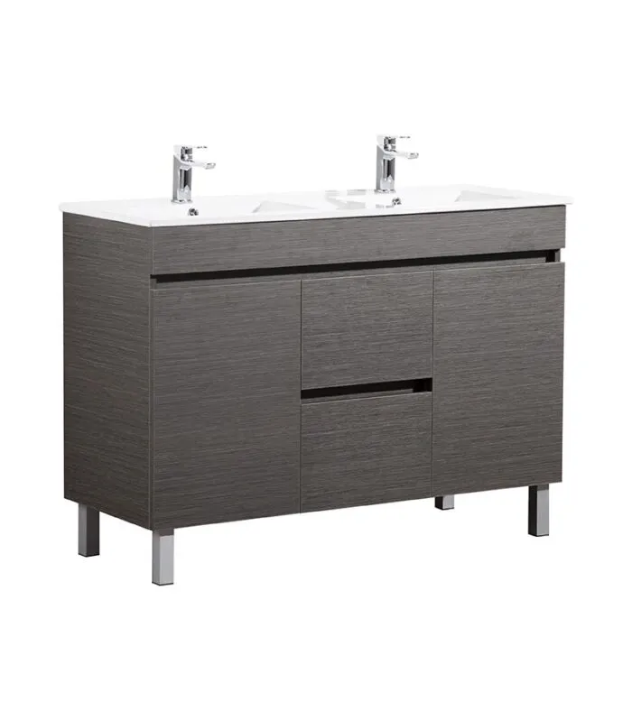 Avie Dark Brown 1200mm Double Bowls PVC Freestanding Vanity EV124DB-DB