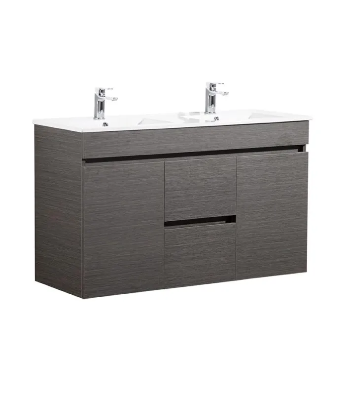 Avie Dark Brown 1200mm Double Bowls PVC Wall Hung Vanity EV124DB-DB