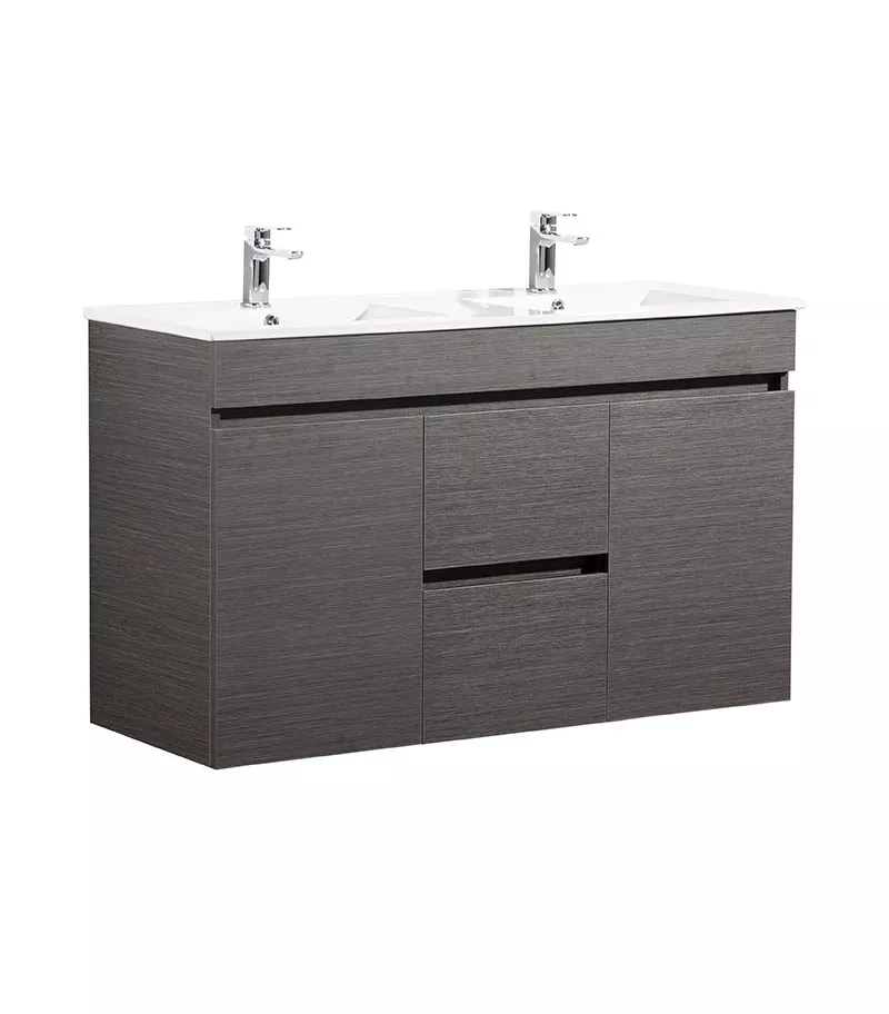 Avie Dark Brown 1200mm Double Bowls PVC Wall Hung Vanity EV124DB-DB