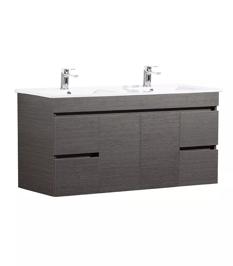 Avie Dark Brown 1500mm Double Bowls PVC Wall Hung Vanity EV154DWH-DB