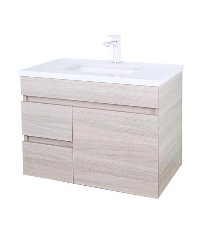 Avie Light Oak 750mm PVC Wall Hung Vanity