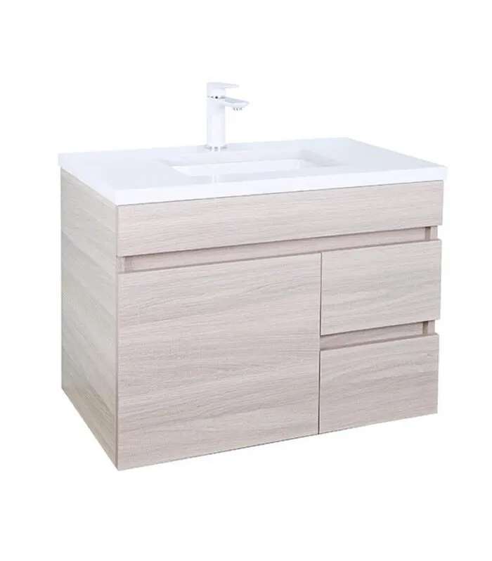 Avie Light Oak 750mm PVC Wall Hung Vanity