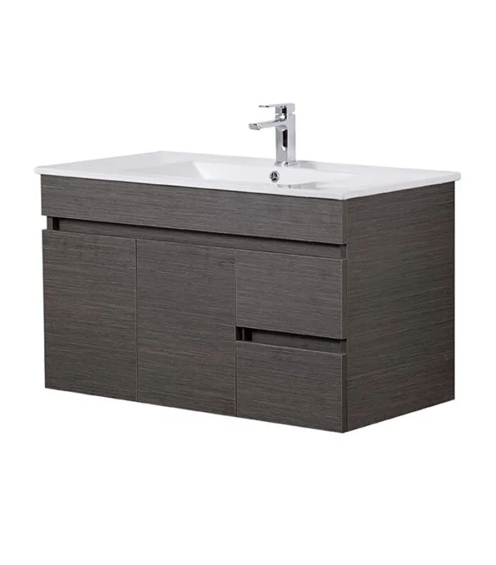 Avie Dark Brown 900mm PVC Wall Hung Vanity