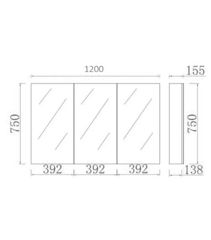 Avie Dark Brown PVC 1200mm X 750mm Shaving Cabinet