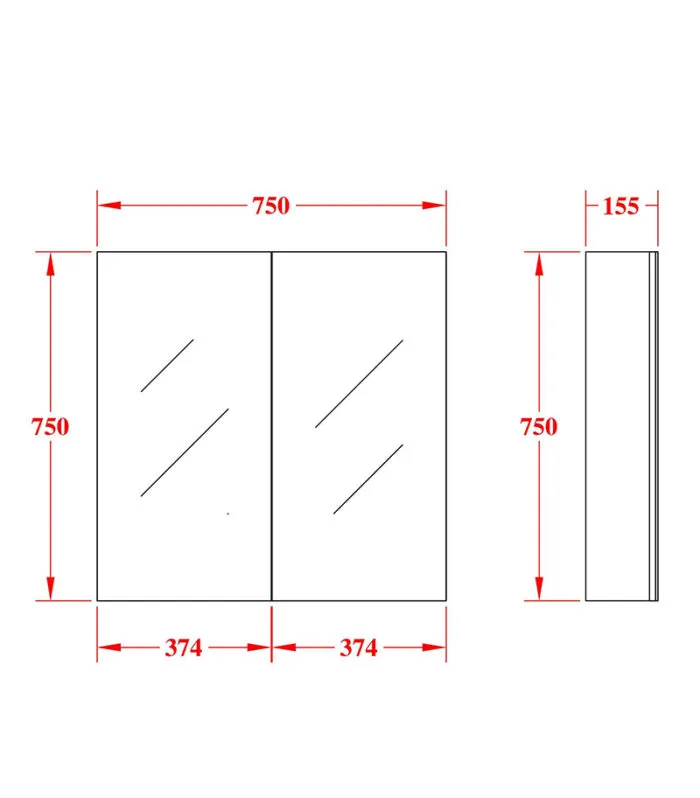 Avie Light Oak PVC 750mm X 750mm Shaving Cabinet