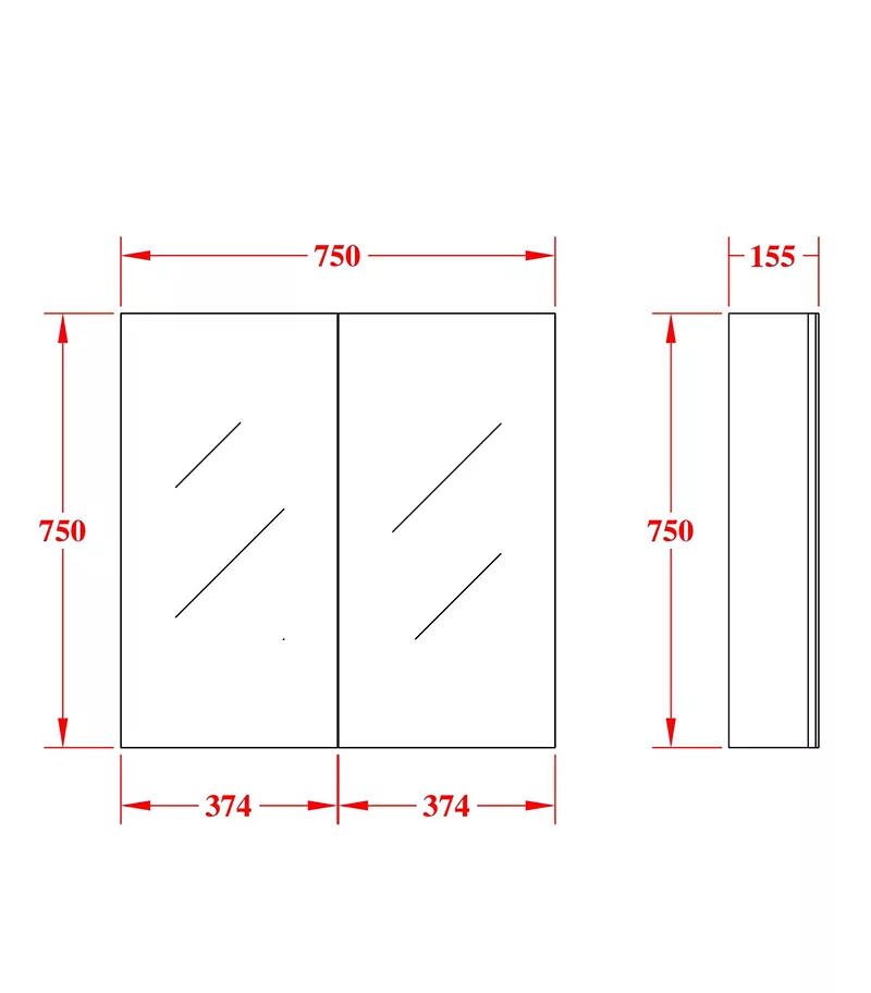 Avie Light Oak PVC 750mm X 750mm Shaving Cabinet