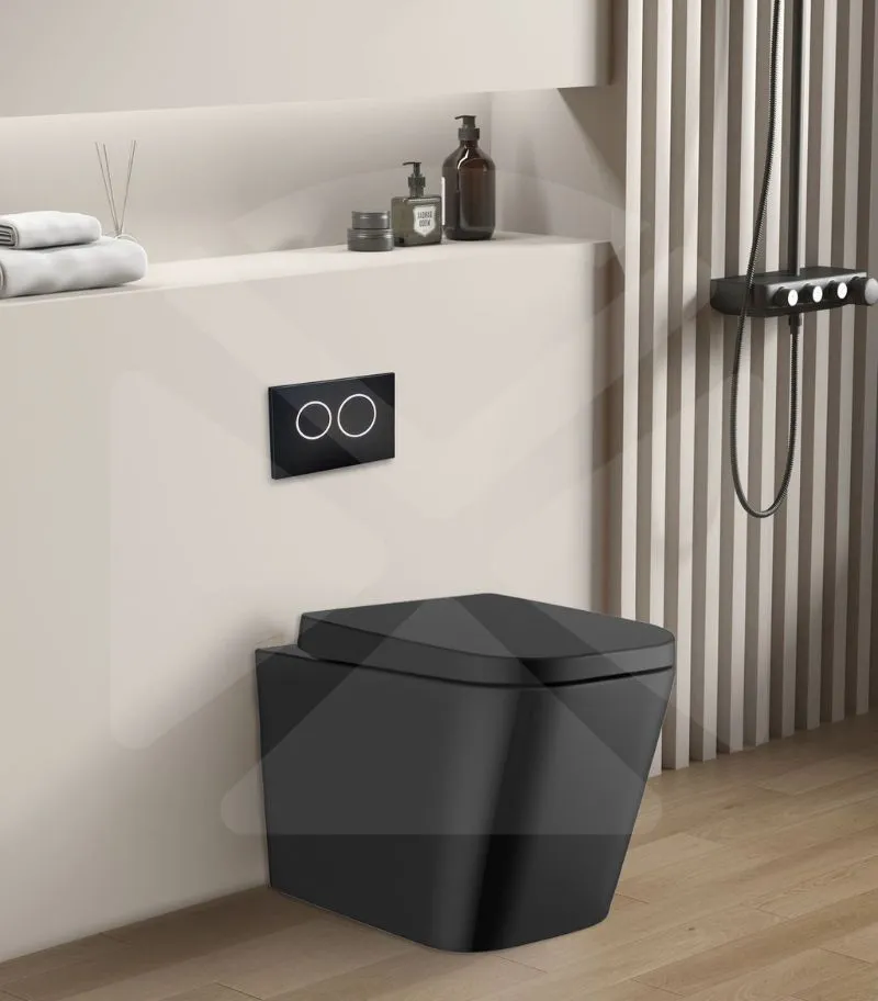 Qubist Box Rim Floorstanding Toilet Pan – Gloss Black