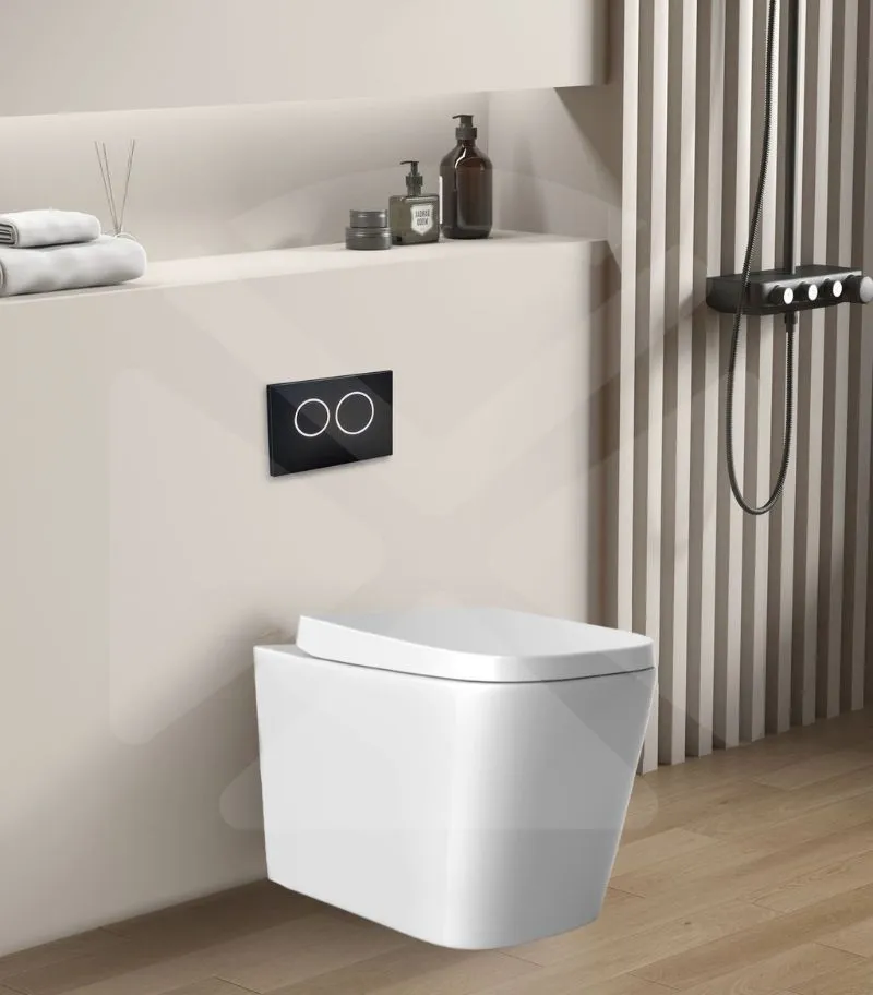 Qubist Box Rim Floorstanding Toilet Pan – Gloss White - With Background