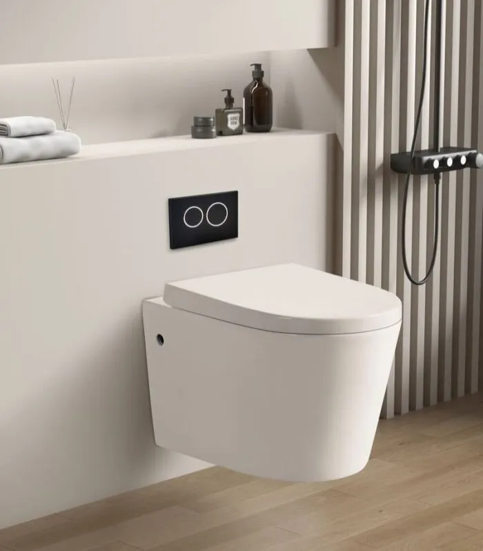 Avery Box Rim Wall Hung Toilet Pan - Gloss White - With Background