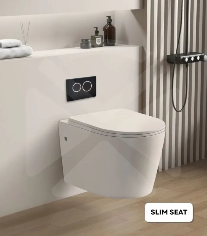 Avis Rimless Wall Hung Toilet Pan - White - Sideview