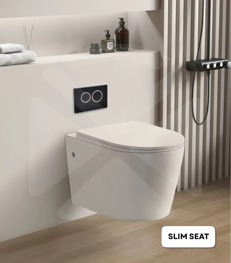Avis Rimless Wall Hung Toilet Pan - White - Sideview