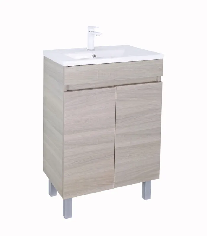 Avie 600mm Narrow Freestanding Vanity - Light Oak