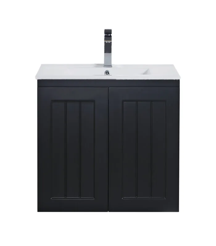 Acacia Shaker Matt Black 600mm Wall Hung Vanity