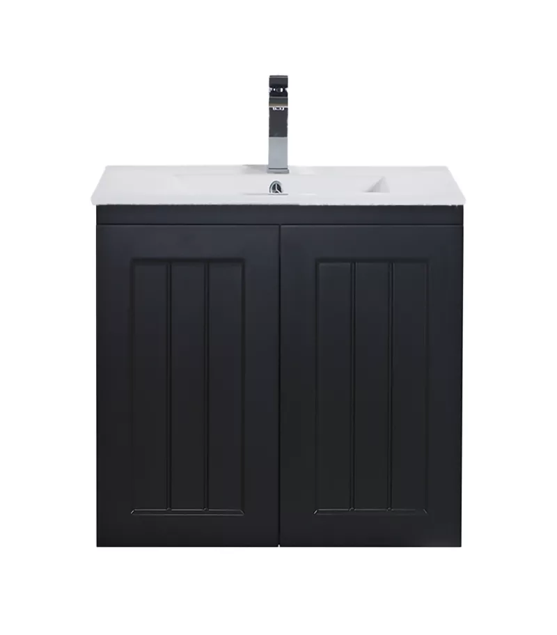 Acacia Shaker Matt Black 600mm Wall Hung Vanity