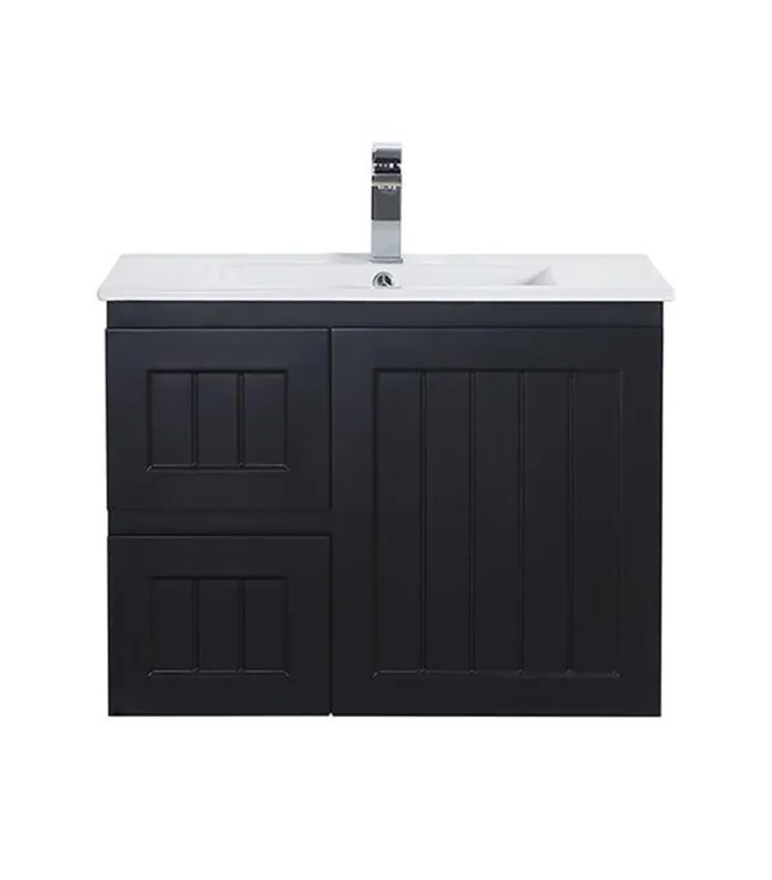 Acacia Shaker Matt Black 750mm PVC Wall Hung Vanity