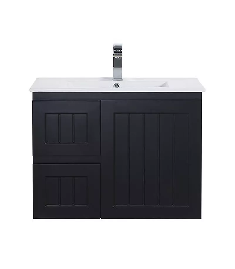 Acacia Shaker Matt Black 750mm PVC Wall Hung Vanity