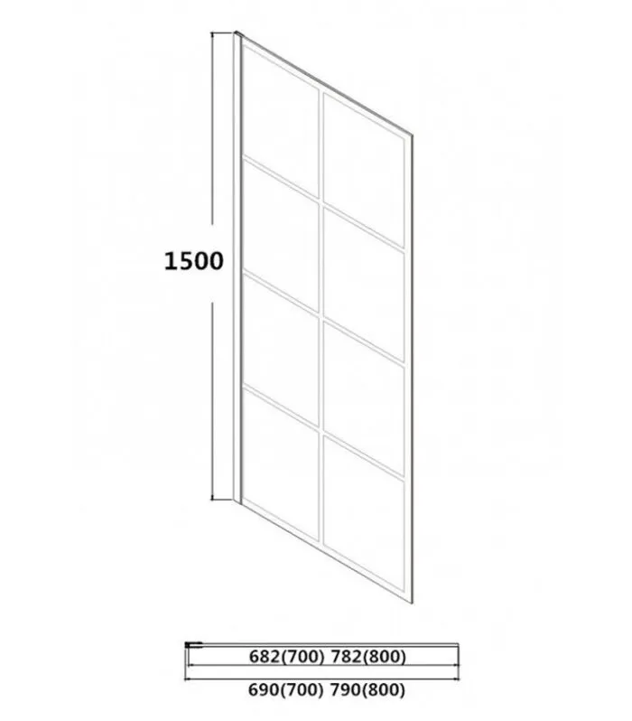 6mm Glass Matt Black Grid Fixed Bath Screen Specification