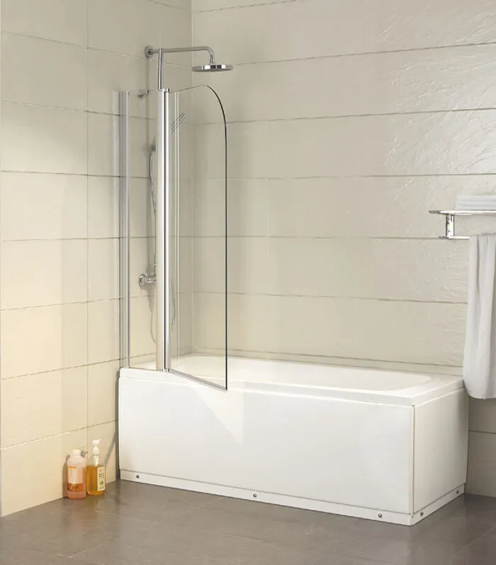 6mm Glass Fixed & Swing Panels Bath Screen - Chrome