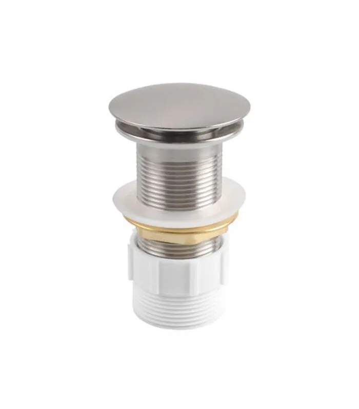 Aqua 32/40mm Mushroom Basin Pop Up Waste With No Overflow - Brushed Nickel With Adaptor