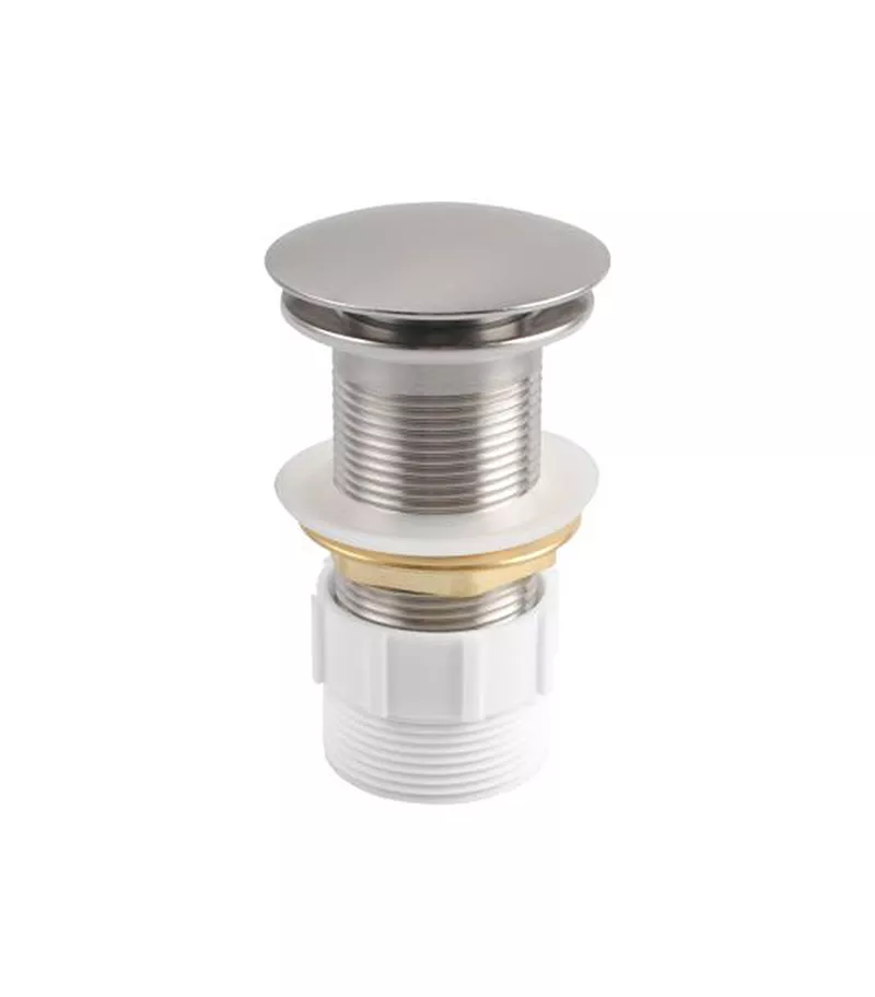 Aqua 32/40mm Mushroom Basin Pop Up Waste With No Overflow - Brushed Nickel With Adaptor