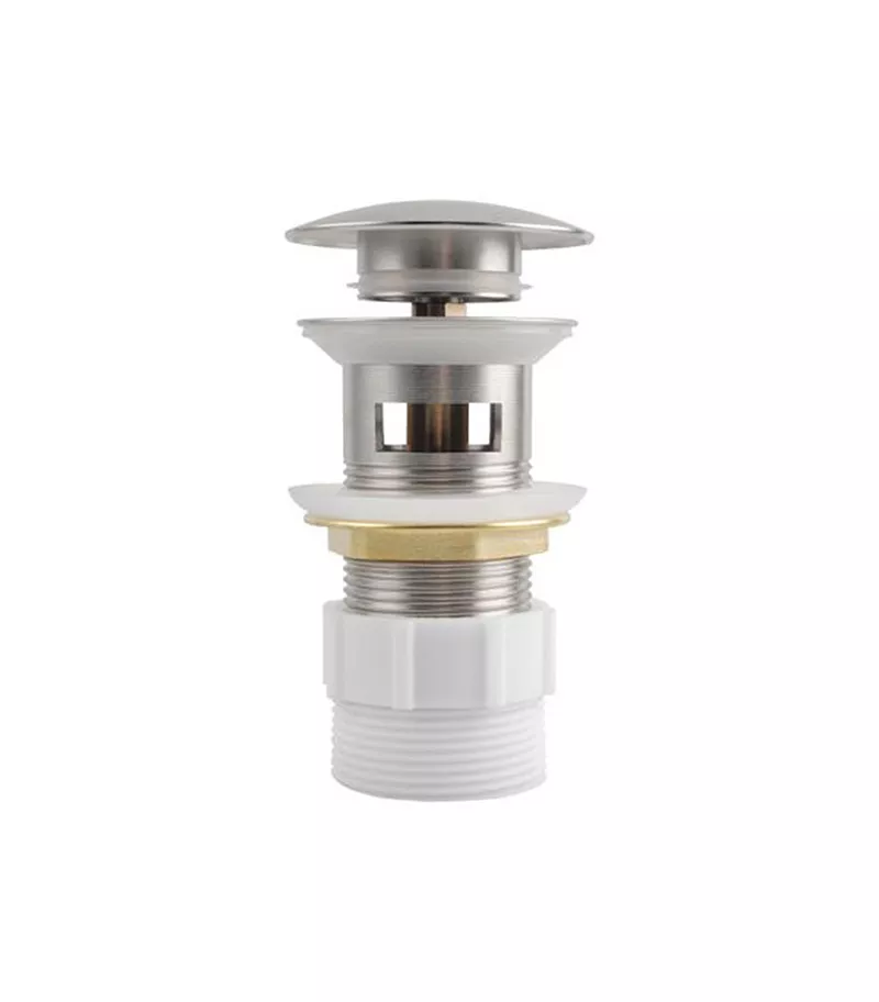 Aqua 32/40mm Mushroom Basin Pop Up Waste With Overflow - Brushed Nickel With Adaptor