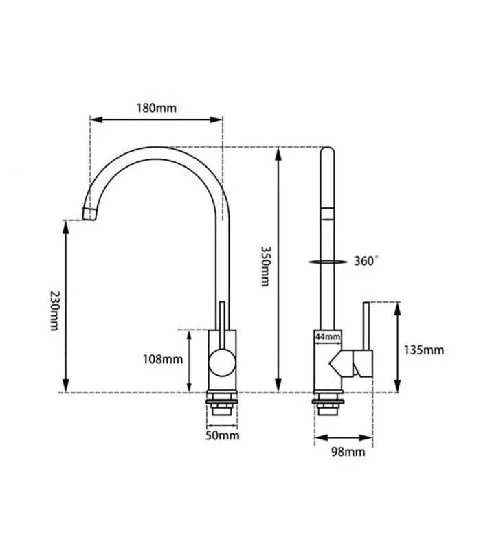 Lucid Gooseneck Sink Mixer - Specification